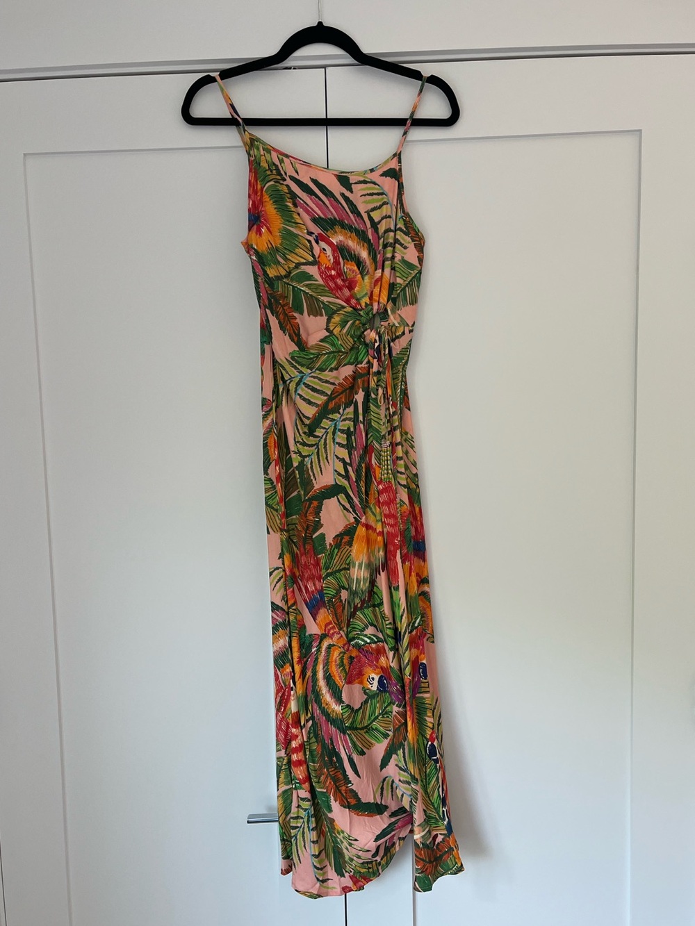 Farm Rio Macaw Leaves Cut-Out Midi Dress